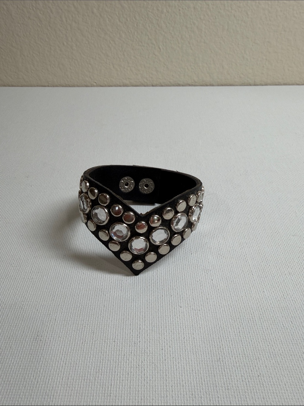 Black Crystal Studded V-Shaped Bracelet